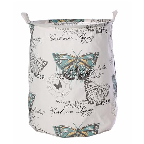 Highdi Cesto Ropa Sucia, 70L Cesta Ropa Sucia, Cubo Ropa Sucia con Asas, Patrón de Hojas Verdes Cesta Ropa Plegable para Lavandería, Almacenaje Plegable para Dormitorio (70L,Mariposa)