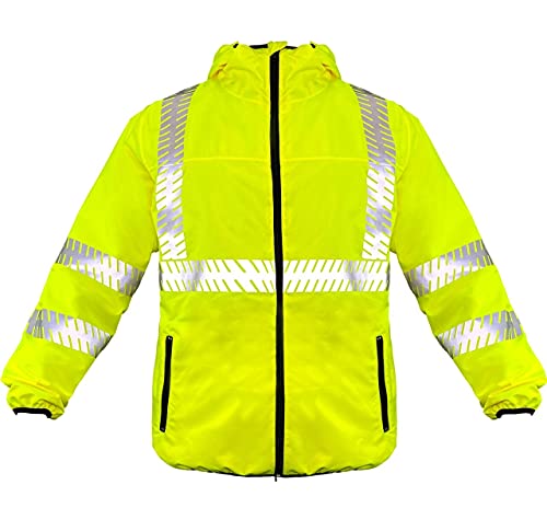 Fierce Safety RJ300G Premium Lightweight Class 3 Rain Jacket with Ripstop / Size: Medium