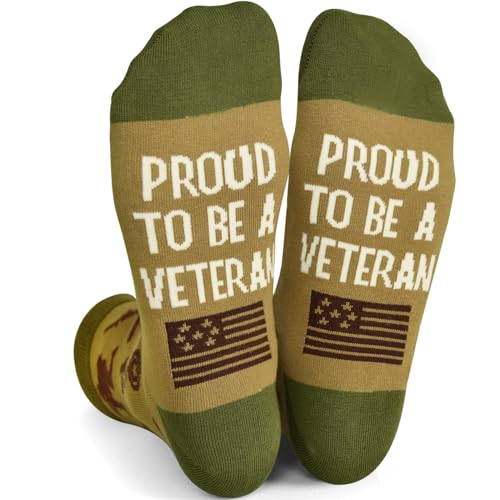 Funny Veterans Day Gifts, Veteran Crew Socks for Men Women, Novelty Military Retirement Appreciation 4th of July Present