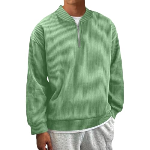 RTRDE Men's Textured Sweatshirts, Quarter Zip Long Sleeve Solid Color Casual Pullover Sweatshirts, S-4XL