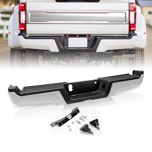 JSBOYAT Chrome Rear Bumper Assembly Compatible with 2017-2022 Ford F-250 F-350 Super Duty Back Bumper without Sensor Hole FO1103197