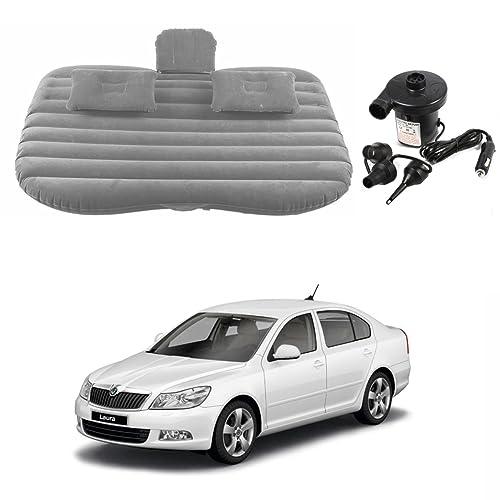 Image of Oshotto Multifunctional Car Travel Bed Mattress with Two Air Pillows, Car Air Pump Compatible with Skoda Laura (Grey)