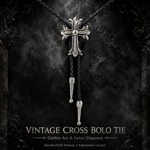Image of Cowboy Bolo Tie for Men, Vintage Cow Skull Bolo Tie Necklace Native American Necktie for Men Women