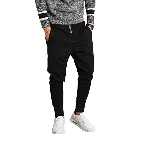 PRIJOUHE Men's Joggers, Sweatpants, Low Crotch Sweats Slim Fit Trousers Harem Hip Hop Pants4