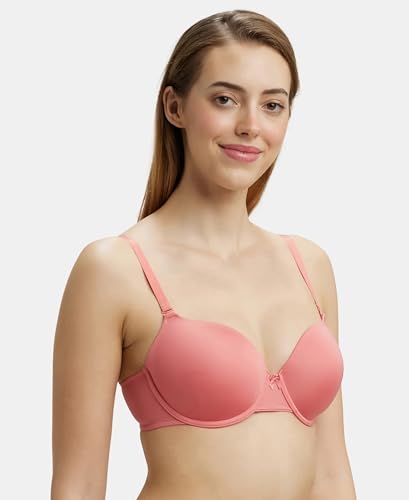 Image of Jockey UL60 Women's Under-Wired Padded Micro Touch Nylon Elastane Stretch Medium Coverage T-Shirt Bra with Detachable Straps