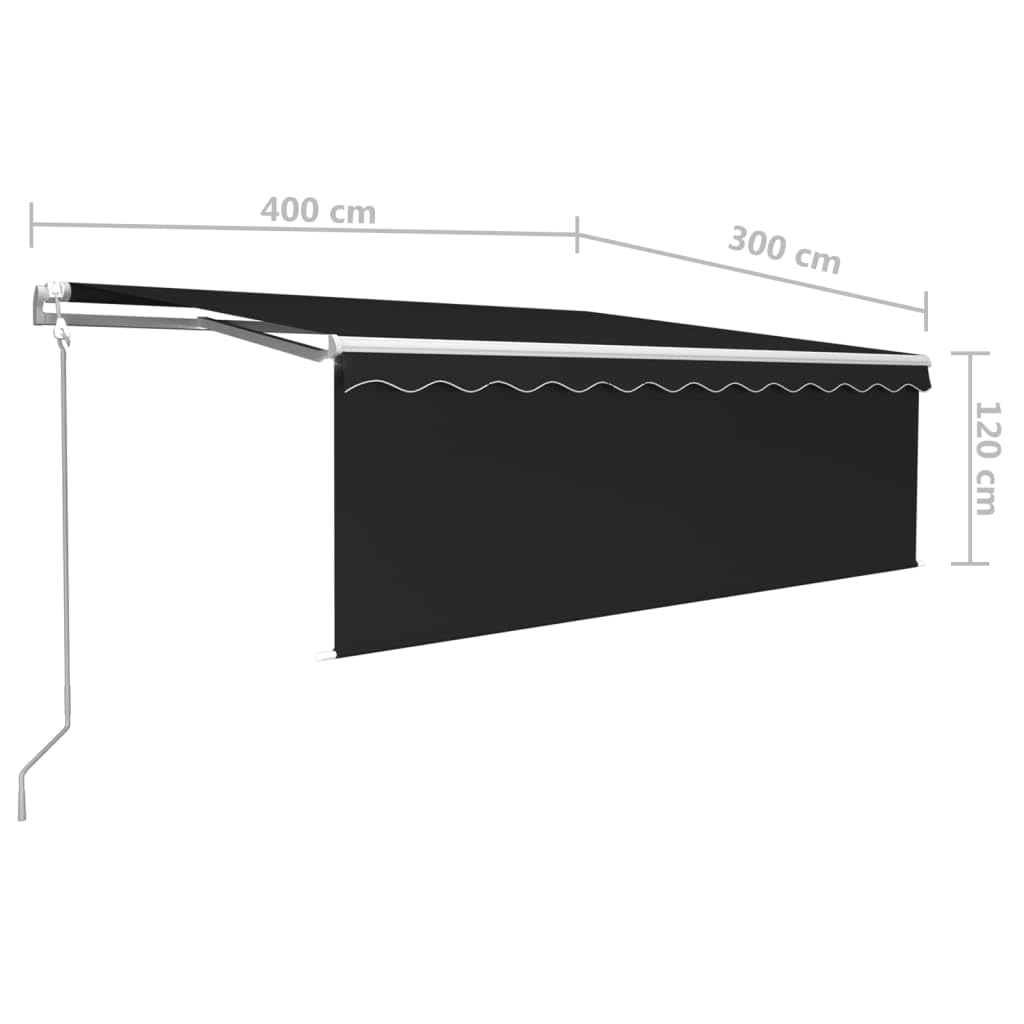 Auvent automatique store capteur de vent et LED 4x3m Anthracite