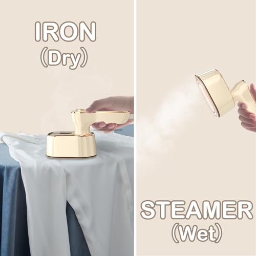 Image of Travel Steamer Iron for Clothes Mini - Portable Ironing Machine Travel Small Size Portable Steamer Travel College Dorm Home Essentials (Beige)