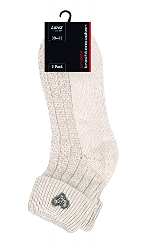 Lenz Rustic Innsbruck 2er Pack Trachtensocken I Damen I Herren I mit Brosche I Baumwolle (Natur, 39-42)