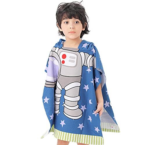 Image of NovForth Kids Beach Towel for Boys Girls, Astronaut Hooded Bath Towel Wrap, Toddler Pool Towel with Hood
