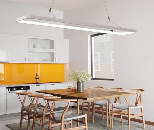 Lustre rectangulaire pour bureau réglable télécommande suspension LED plafonnier A++ - 4