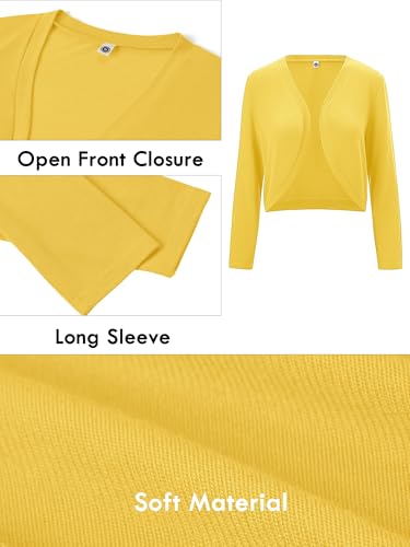 Image of Heymoments Women's Long Sleeve Thin Kintted Shrugs Sweaters Lightweight Cropped Tops Open Front Cardigan for Dress