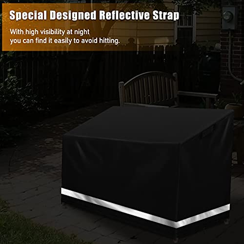 Outdoor Bench Cover Waterproof, 52.7" L X 26" W X 35" H 2 Seater Patio Garden Bench Cover, 600D Heavy Duty Oxford Fabric Patio Loveseat Sofa Cover, Fade/Snow/Wind/Dust Resistant #TOP6
