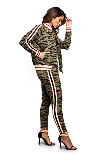 Victorious Women's Tiger Print 2 Piece Tracksuit Set - Long Sleeve Sweatshirts And Sweat Pants Vl211 - Tiger Camo - 2X-Large - D2A #TOP3