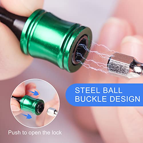 Katerk 6Pcs 1/4 Inch Hex Shank Aluminum Alloy Screwdriver Bits Holder 2 Sets, Light-Weight Quick-Change Extension Bar Keychain Drill Screw Adapter Change Portable (With Black Carabiner) #TOP2