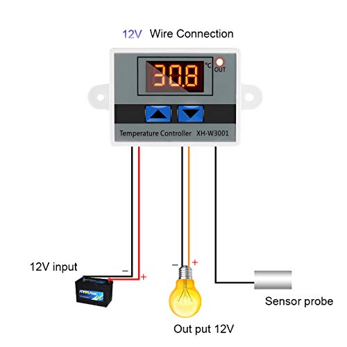 Digital Led Temperature Controller Module, Xh-W3001 Thermostat Switch With Waterproof Probe, Programmable Heating Cooling Thermostat (12V 10A 120W) #TOP4