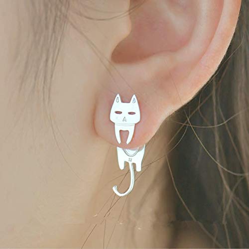 Boucles d'oreilles chat argent sterling au quotidien sans allergie