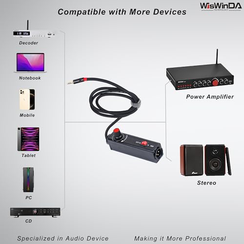 WisWinDa Pro101A AUX to XLR Isolation Box with Volume Controller and Ground Lift Switch Build-in Cord Length 3.3ft with Detachable 3.5mm Aux Gold Coating Plug (Pro 101A Aux-XLR) by WisWinDa - Image 7