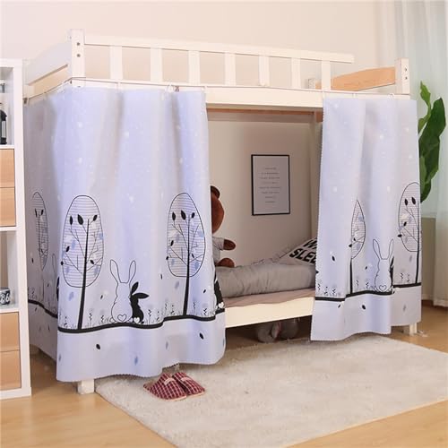 Treer Rideau Occultant pour Dessous de Lit Long, Rideau de Lit Mezzanine Anti-Poussière Occultant pour Lit Superposé ou Lit Cabane, Rideau Lit mi Hauteur (Lapin...