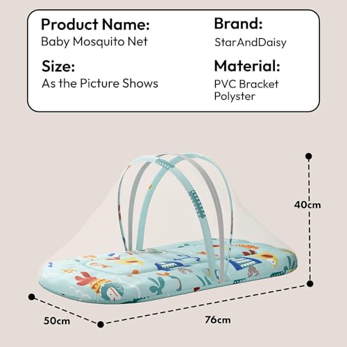 Image of StarAndDaisy 3 in 1 Baby Mosquito net /Nest for Sleeping - Mosquito net for Newborn Baby /Soft and Comfortable Bed, Washable Cotton Design for 0-12 Months Baby -Aqua Print