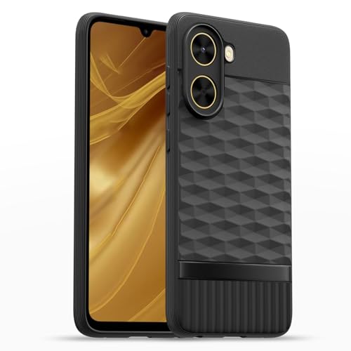 Image of Pikkme Back Cover for Poco C71 / Redmi A5 Camera Protection 3D Hexa Cube Design Silicone Protective Bumper Case (Black)
