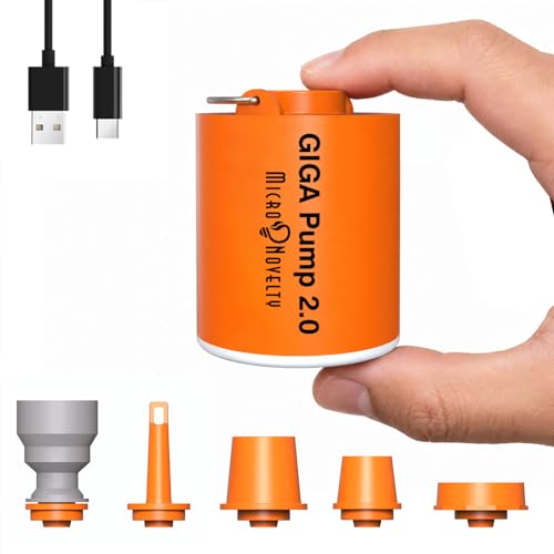 GIGA PUMP Portable Air Pump for Inflatables, Ultra-Light 2.8oz Rechargeable Mini Air Mattress Pump...