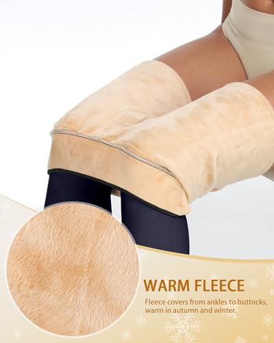 Image of CHRLEISURE Women's Fleece Lined Tights - Fake Sheer Warm Pantyhose Thick Winter Leggings