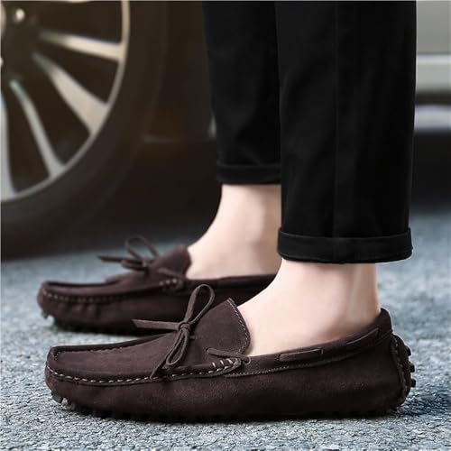 Mens Loafers Square Toe Nubuck Leather Moccasins Boat Shoes Anti-Slip Slip Resistant Comfortable Party Wedding Slip-ons2