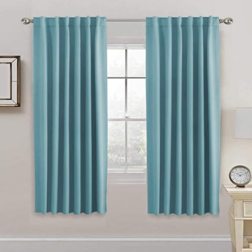 Image of H.VERSAILTEX Blackout Curtains Thermal Insulated Window Treatment Panels Room Darkening Blackout Drapes for Living Room Back Tab /Rod Pocket Bedroom Draperies, 52 x 72 Inch, Aqua, 2 Panels