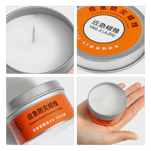 20er Pack Notfallkerzen in Metalldose, Lange Brenndauer 26-30 Std, Winddichte & Rußfreie Kerzen für Stromausfall, Camping & Outdoor Survival, 20x80g Tragbare Notbeleuchtung zur Krisenvorsorge – Bild 4