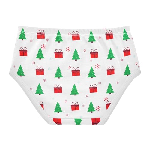Cotton Toddler Underwear Custom Red Green Christmas Tree Gift White Cute Panties Girl Bright Briefs Kids Undies 2t2