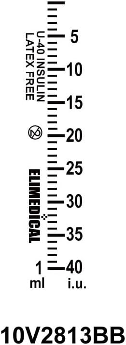 Miniatura 5 de Jeringa de insulina veterinaria 40IU (U-40), 1cc (0.0 fl oz), 28G x 12 pulgada (0.500 in), empaquetada individualmente, para mascotas, gatos o