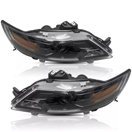 Image of Headlights Assembly Compatible With 2010 2011 2012 Ford Taurus Halogen Replacement Head Light, Driver and Passenger Side,Pair Black Housing Amber Side For Ford Taurus 10 11 12 SE SEL