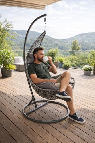 ESTEXO Hängesessel für eine Person mit Gestell, Einsitzer...