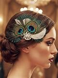 IYOU Pfauenfeder 1920er Jahre Gatsby Haarspangen Grün Flapper Kopfschmuck Festival Hochzeit Haarschmuck für Damen