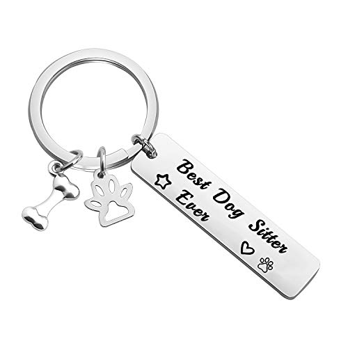 FOTAP Dog Sitter Gift Best Dog Sitter Ever Keychain Gift for Dog Caretaker