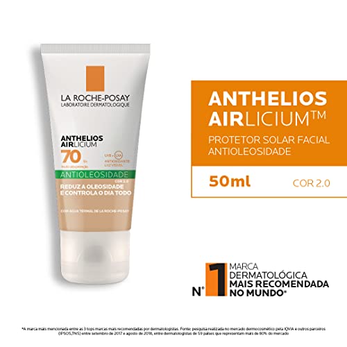 La Roche-Posay, Anthelios Airlicium, Protetor Solar Facial Antioleosidade com Cor 2.0, Efeito Matte,