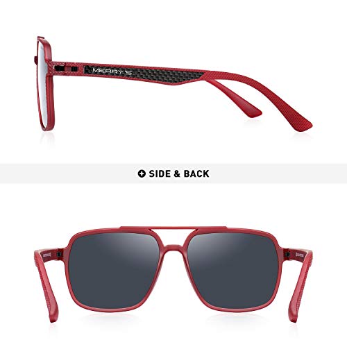 MERRY'S Polarized Sunglasses for Men Lightweight TR90 Frame Double Bridge Square Sun glasses4