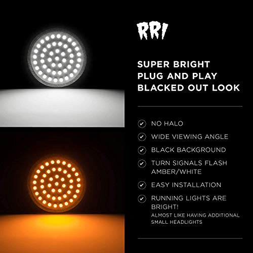 Rogue Rider Industries - Front & Rear Motorcycle Led Turn Signal Light Kit W/ White/Amber Turn Signals (1157) & Red Rear Turn Signals Only (1156) - Black Label For Harley Davidson Sigz #TOP2