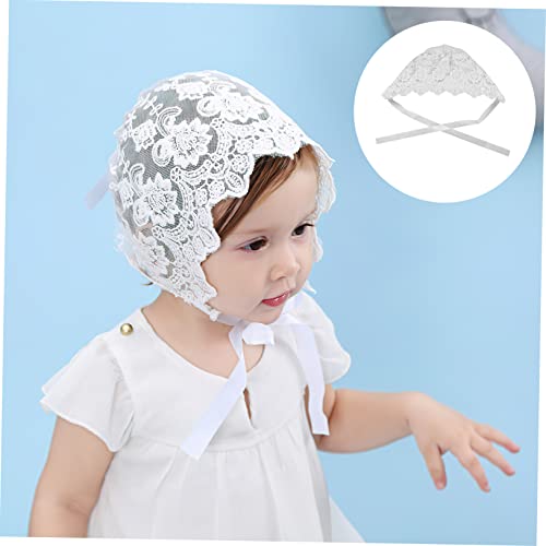 Toyvian Adorable Lace Cotton Hat with Adjustable Belt Breathable Floral Bonnet for Soft White Cotton Cap for Spring Summer Photo Props Comfortable Fit2