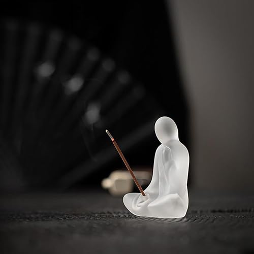 Miniatura 5 de Quemador de incienso de vidrio de borosilicato alto,Soporte de incienso de Buda sentado,Decoración de arte de vidrio esmerilado para escritorio