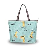 Maße (L x H): 45 x 33 cm. WowPrint Animal Giraffe I am Cool Damen Tote Bag Handtasche Gro?e Kapazit?t Schultertasche f¨¹r Schule Arbeit Reisen Shopping Strand