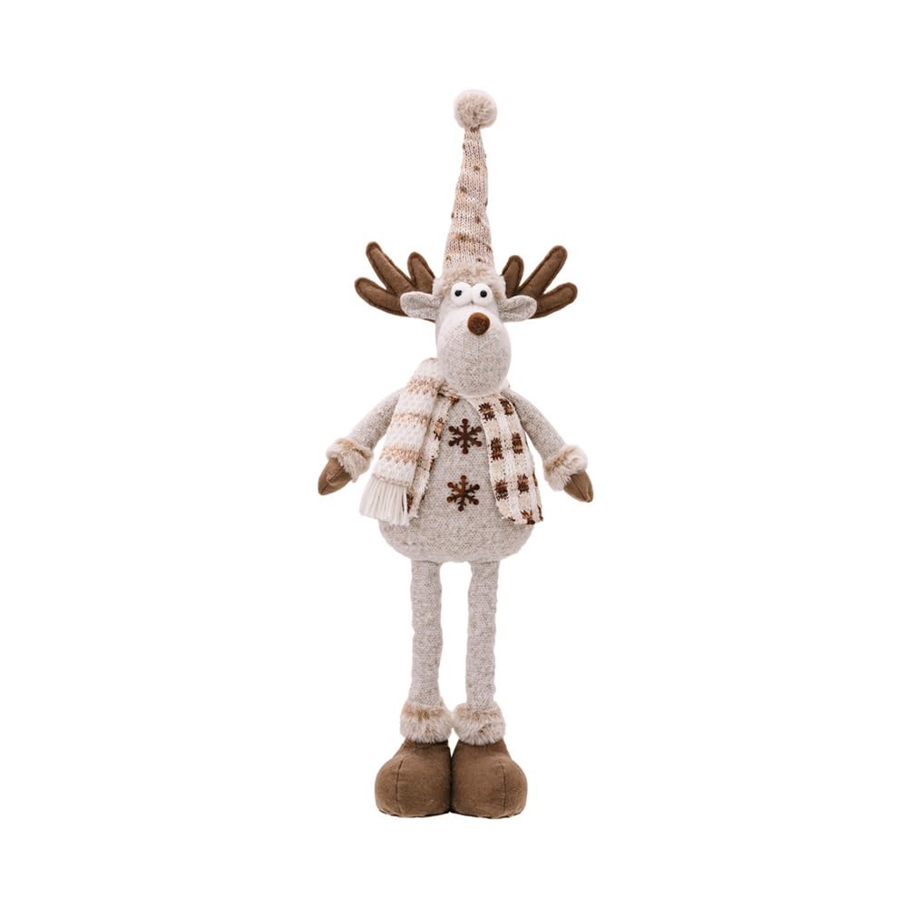 Vjsujehgy Christmas Standing Decorations Stretchable Doll for Christmas Floor Decor Xmas Stuffed Standing Figure with Extendable Legs Plush Christmas Decor