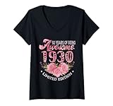 Photo Gallery donna 92 anni fiore 1930 regalo compleanno donne maglietta con collo a v Photo Gallery donna 92 anni fiore 1930 regalo compleanno donne maglietta con collo a v