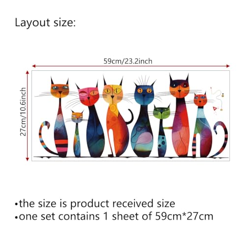 カラフルな 猫 ウォールステッカー モダンアート ステッカー 漫画風 8匹の猫 寝室 装飾用 ウォールシール 剥がせる 壁紙シール 室内 壁装飾 シール [2]