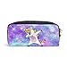 Koolpte HOMIEBUDS Unicorn Pencil Case Cute Pencil Pouch Large Funny Long Pen Bag Zip Leather Pen Pencil Case Galaxy Purple for School Girls Kids