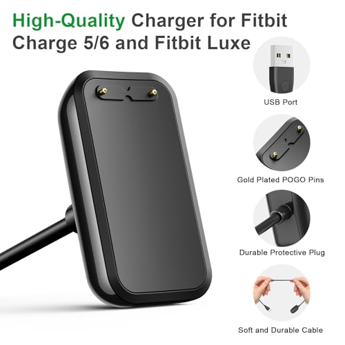 AK Charging Cable Compatible with Fitbit Charge 6/Charge 5/Luxe, Replacement USB Charger Cradle Dock Adapter with Reset Button Compatible with Fitbit Charge 6/Charge 5/Luxe Smartwatch,1.6ft/50cm - Thumbnail 4