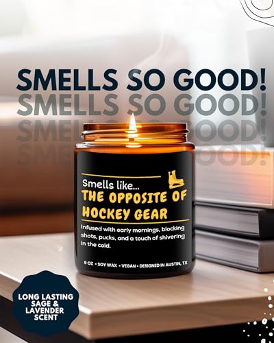 Hockey Candle, Funny Hockey Gifts for Hockey Lovers, Hockey Mom Gifts for Women, Gifts for Hockey Players, Long-Lasting Scent, Gift Ready