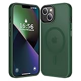 CHEZEAL Capa magnética para iPhone 14 e iPhone 13 [compatível com Magsafe e proteção de nível militar] Capa protetora fina translúcida fosca para iPhone 14 / iPhone 13 6,1 polegadas, verde meia-noite