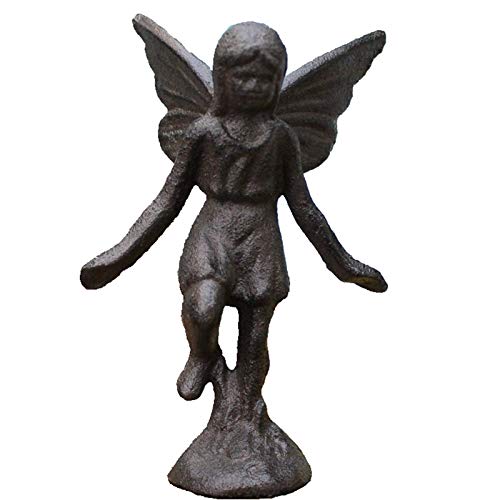 Statue d'ange en métal sculpté avec finitions élégantes chérubin de jardin