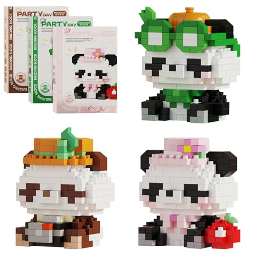 ARONRAVE 3 piezas Panda Bausteine Set Panda Klemmbausteine Panda Animal Building Block Set Panda Geschenke für Erwachsene Kinder